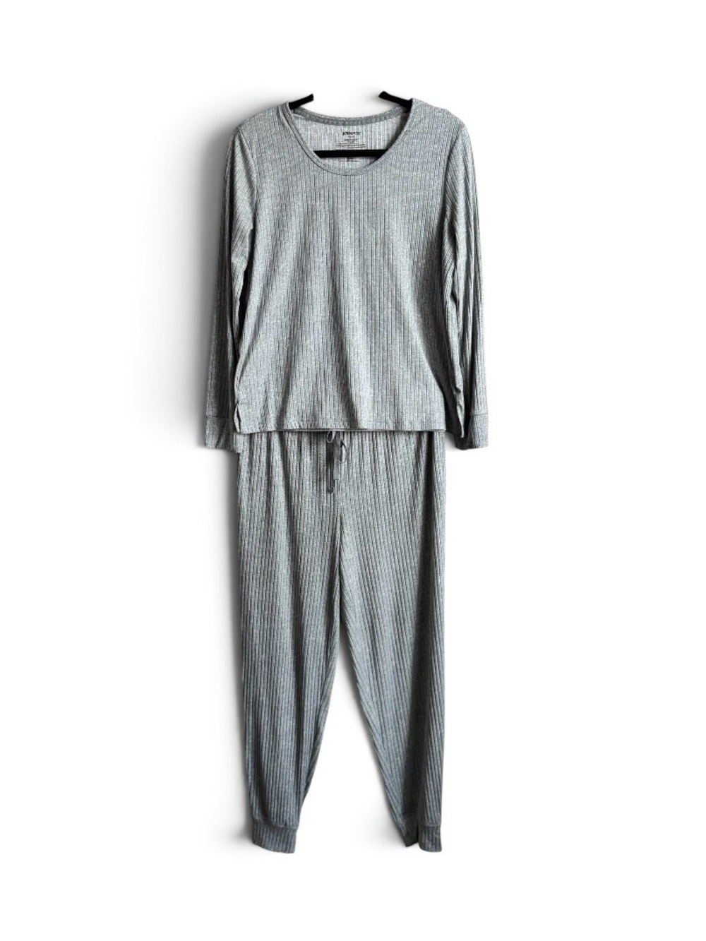Joyspun Grey Ribbed Pajama Set Womens Medium M Cozy 2 Piece Lounge Joggers